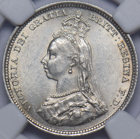 1887 Shilling (NGC MS 62) - Victoria British Silver Coin - Superb