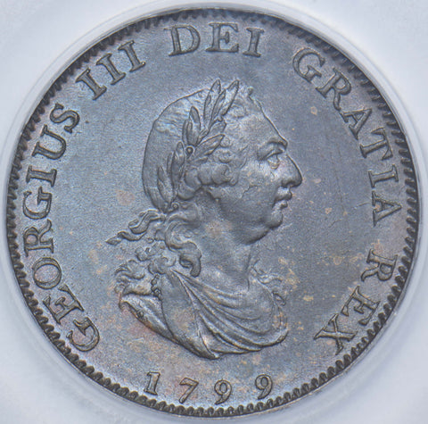 1799 Farthing (CGS UNC 82) - George III British Copper Coin - Superb