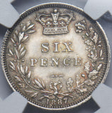 1887 YH Sixpence (NGC MS 63) - Victoria British Silver Coin - Superb