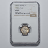1887 YH Sixpence (NGC MS 63) - Victoria British Silver Coin - Superb