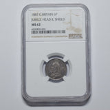 1887 Sixpence (NGC MS 62) - Victoria British Silver Coin - Superb