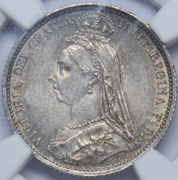 1887 Sixpence (NGC MS 61 R Over I) - Victoria British Silver Coin - Very Nice