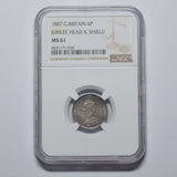 1887 Sixpence (NGC MS 61 R Over I) - Victoria British Silver Coin - Very Nice