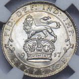 1917 Sixpence (NGC MS 65) - George V British Silver Coin - Superb