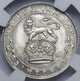 1918 Sixpence (NGC MS 64) - George V British Silver Coin - Superb
