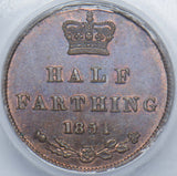 1851 Half Farthing (CGS UNC 82) - Victoria British Copper Coin - Superb