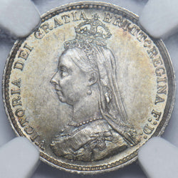 1887 Threepence (NGC MS 64) - Victoria British Silver Coin - Superb
