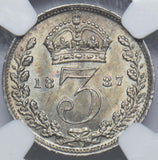 1887 Threepence (NGC MS 64) - Victoria British Silver Coin - Superb