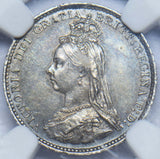 1887 Threepence (NGC AU 58) - Victoria British Silver Coin - Very Nice