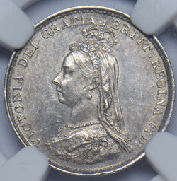 1887 Threepence (NGC MS 62) - Victoria British Silver Coin - Superb