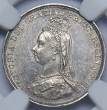 1887 Threepence (NGC MS 62) - Victoria British Silver Coin - Superb