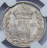 1887 Threepence (NGC MS 62) - Victoria British Silver Coin - Superb