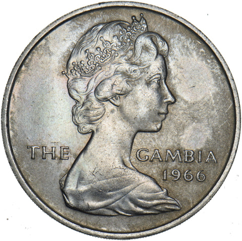 1966 Gambia 4 Shillings - Elizabeth II Coin - Very Nice
