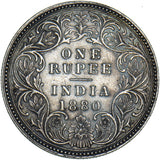 1880 India Rupee - Victoria Silver Coin - Very Nice