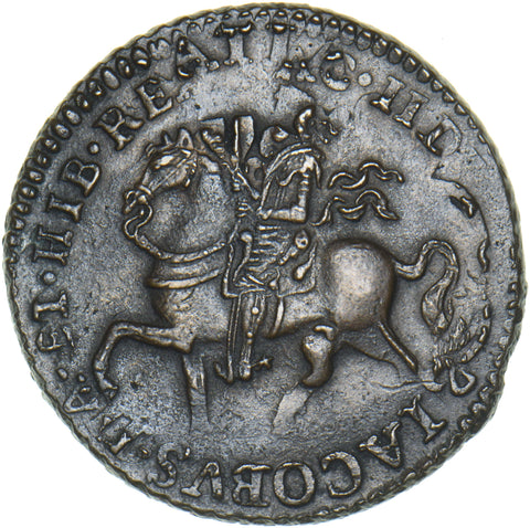 1690 Ireland Gunmoney Crown - James II Copper/Brass Coin - Very Nice