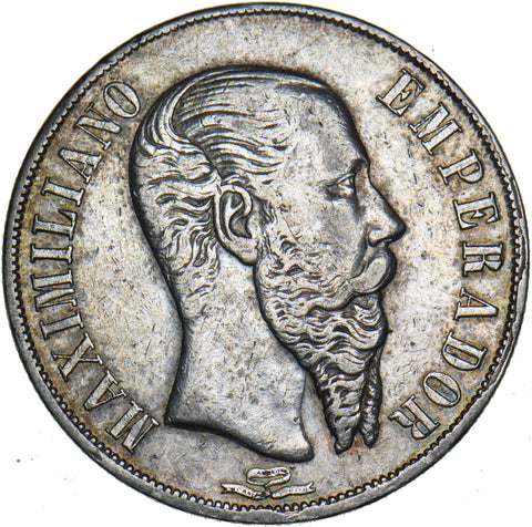 1866 Mexico Peso (Mo) - Maximilian I Silver Coin - Nice