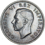1947 South Africa 5 Shillings (Crown) - George VI Silver Coin - Very Nice