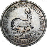 1947 South Africa 5 Shillings (Crown) - George VI Silver Coin - Very Nice
