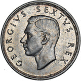 1949 South Africa 5 Shillings (Crown) - George VI Silver Coin - Very Nice