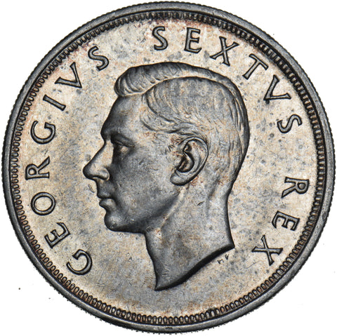 1949 South Africa 5 Shillings (Crown) - George VI Silver Coin - Very Nice