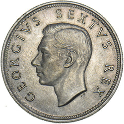 1951 South Africa 5 Shillings (Crown) - George VI Silver Coin - Very Nice