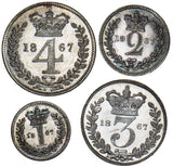 1867 Maundy Set - Victoria British Silver Coins - Very Nice