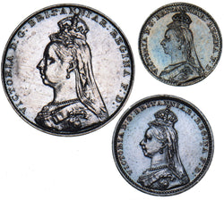 1889 Part Maundy Set - Victoria British Silver Coins - Very Nice