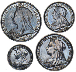 1894 Maundy Set (With Case) - Victoria British Silver Coins - Very Nice