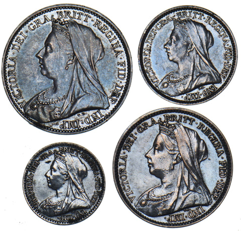 1894 Maundy Set (With Case) - Victoria British Silver Coins - Very Nice