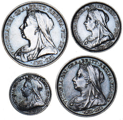 1896 Maundy Set (With Dated Case) - Victoria British Silver Coins - Very Nice