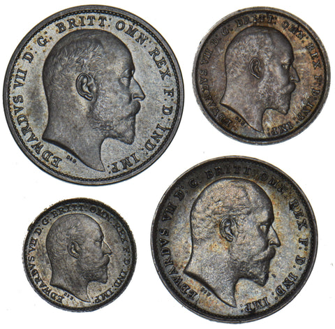 1902 Maundy Set (inc. Matt Proof) - Edward VII British Silver Coins - Superb