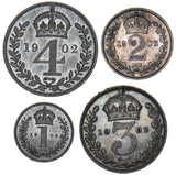 1902 Maundy Set (inc. Matt Proof) - Edward VII British Silver Coins - Superb