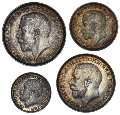 1925 Maundy Set (With Pouch) - George V British Silver Coins - Very Nice