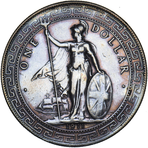 1911 British Trade Dollar - Silver Coin - Very Nice