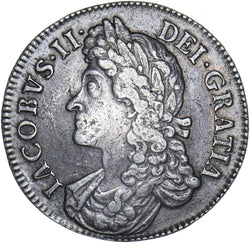 1687 Crown - James II British Silver Coin - Nice