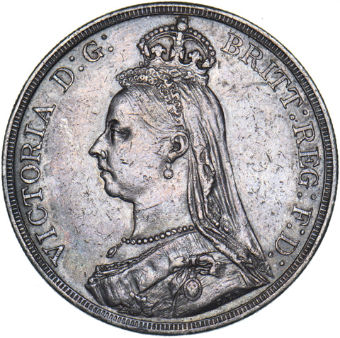 1887 Crown - Victoria British Silver Coin - Nice