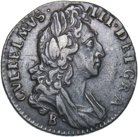 1697 B Sixpence (Bristol Mint) - William III British Silver Coin - Nice