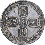 1697 B Sixpence (Bristol Mint) - William III British Silver Coin - Nice