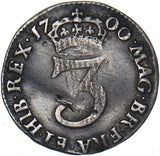 1700 Threepence - William III British Silver Coin