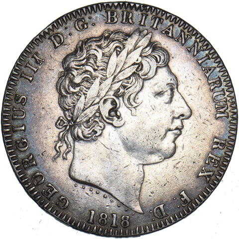 1818 LIX Crown - George III British Silver Coin - Nice