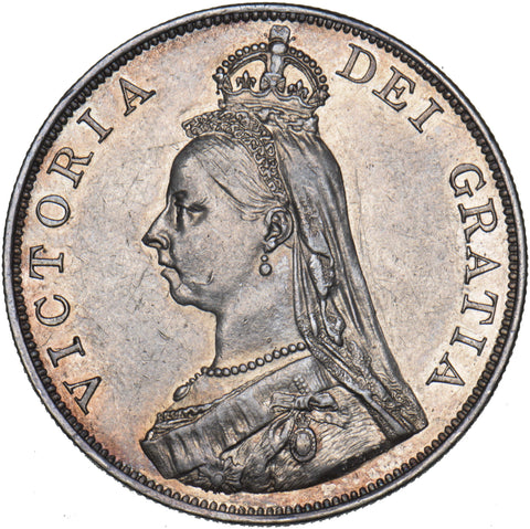 1887 Double Florin (Arabic 1) - Victoria British Silver Coin - Very Nice