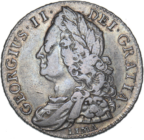 1745 LIMA Halfcrown - George II British Silver Coin - Nice