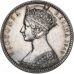 1849 Godless Florin - Victoria British Silver Coin - Very Nice