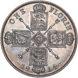 1914 Florin - George V British Silver Coin - Very Nice