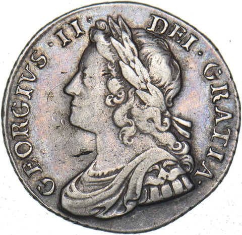 1734 Shilling - George II British Silver Coin - Nice