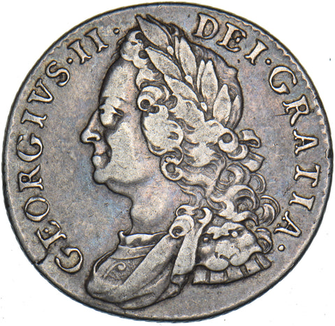 1758 Shilling - George II British Silver Coin - Nice