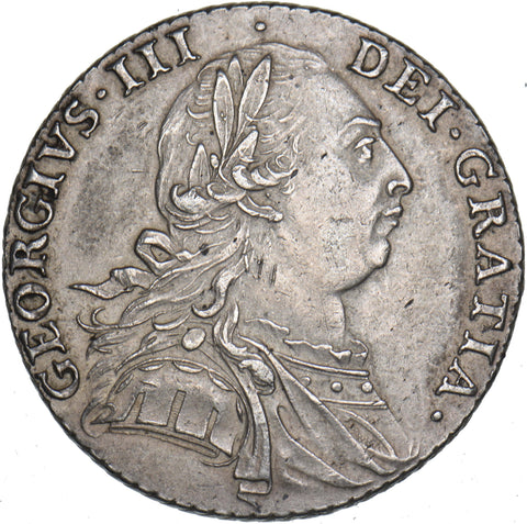 1787 Shilling - George III British Silver Coin - Nice