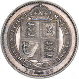 1887 Shilling - Victoria British Silver Coin - Very Nice