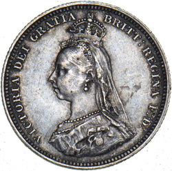 1887 Shilling - Victoria British Silver Coin - Very Nice