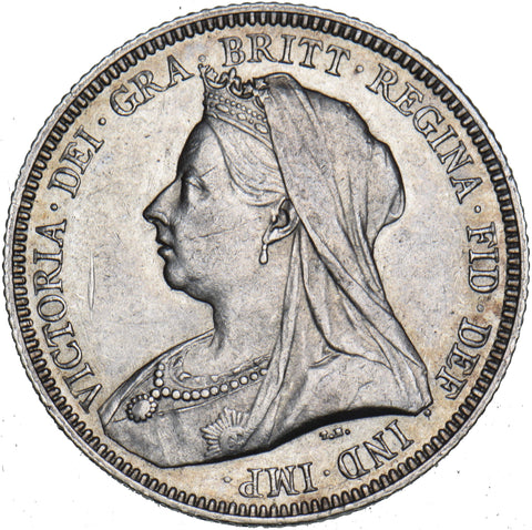 1893 Shilling - Victoria British Silver Coin - Very Nice